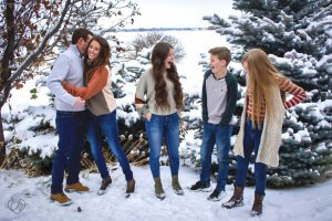 winter family portraits engagement surprise by Christie Bryant